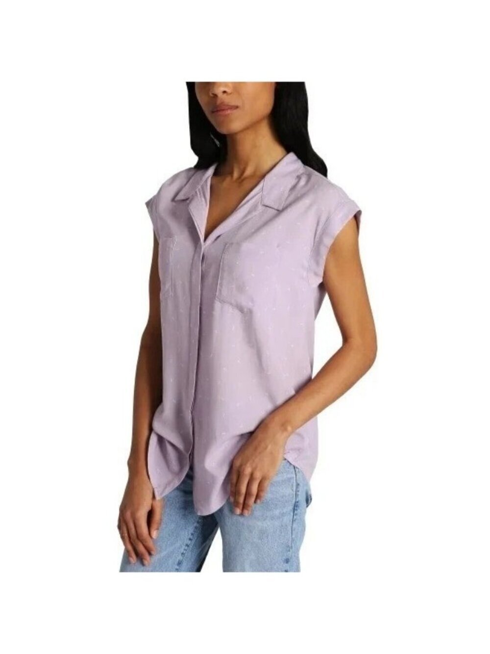 Jachs Girlfriend Women's XL Lavender Polka Dot Sleeveless Rayon Button L142